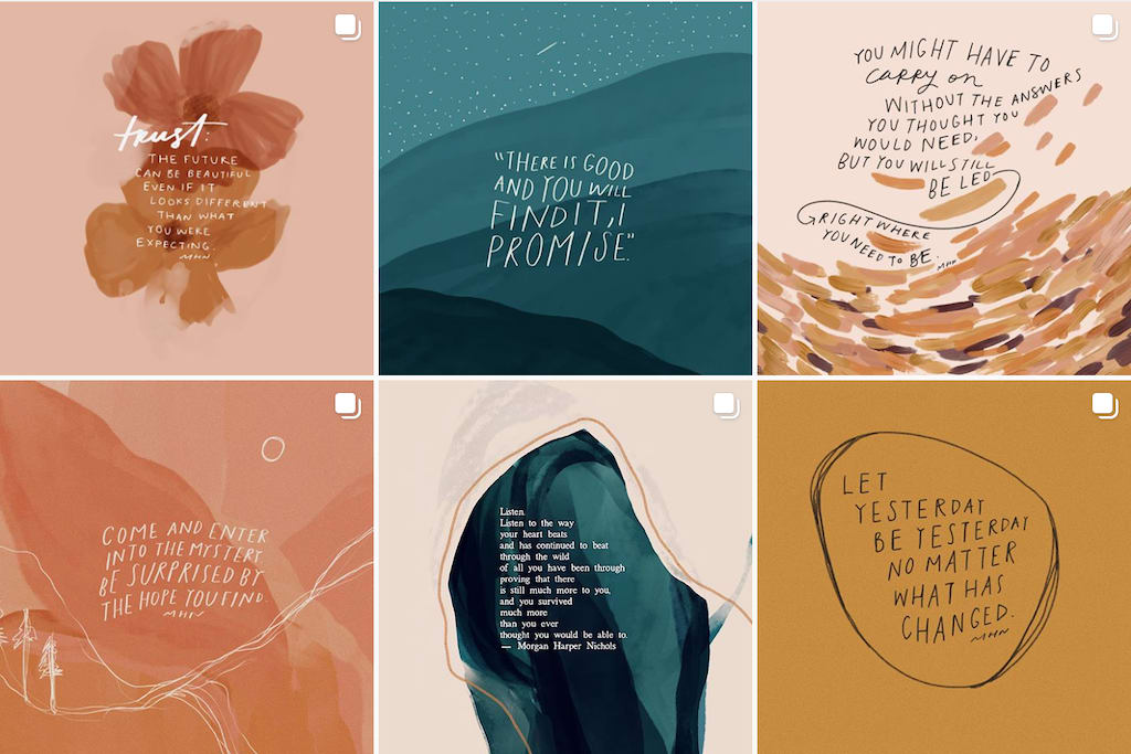A grid of photos from Morgan Harper Nichols' Instagram account.